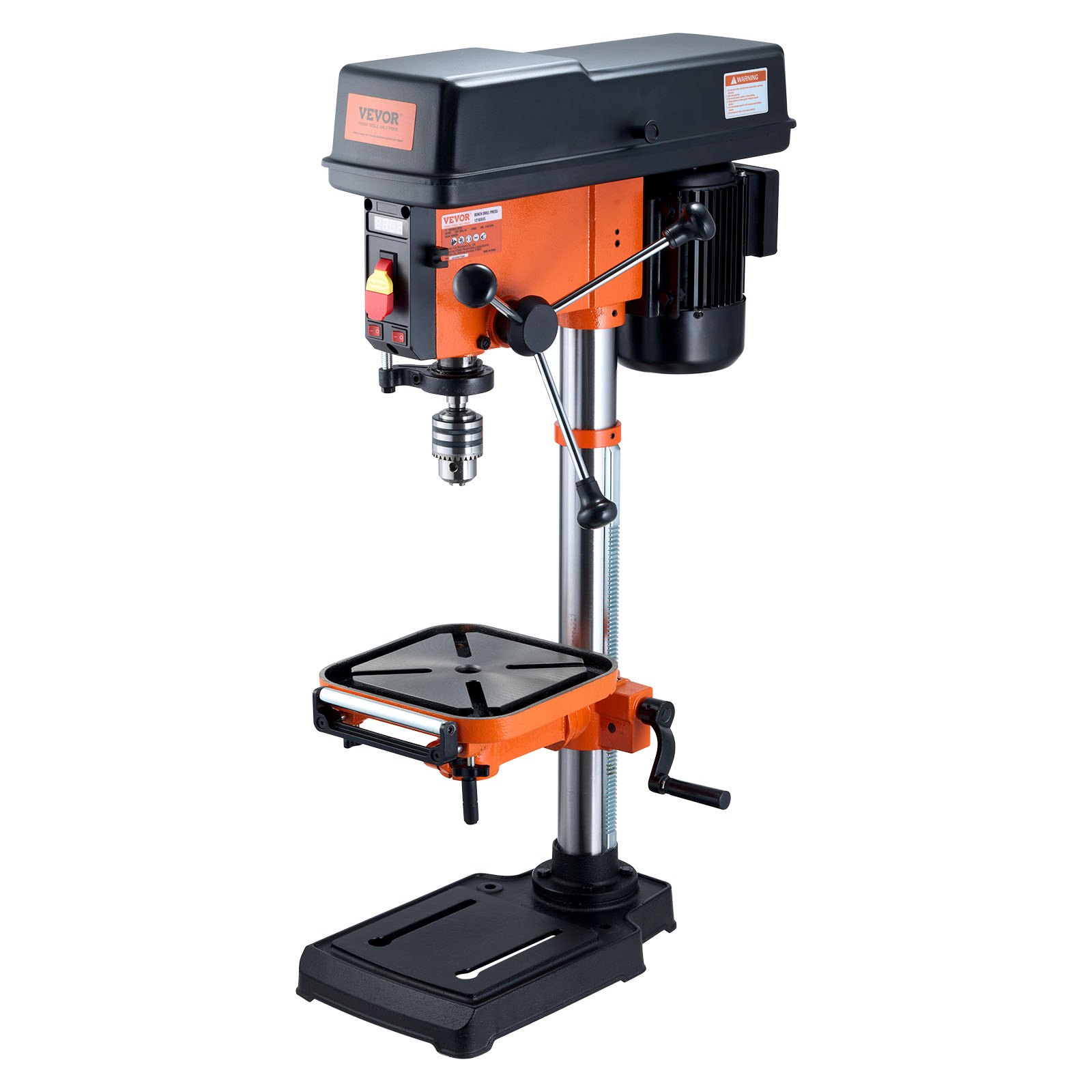 VEVOR 304.8 mm bench drill, 750 W, 440-2580 rpm variable speed bench drill, with 0-45° tilting worktable, LED work light, X-ray positioning, bench drill for wood and metal