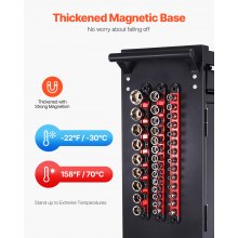 VEVOR Set di Guide per Organizzatori di Prese, 3 PZ Organizzatori di Prese in Alluminio Metrico SAE 1/4 3/8 1/2 Pollici, Supporto per Prese per Impieghi Gravosi Contiene Fino 40 Prese, Rosso Nero