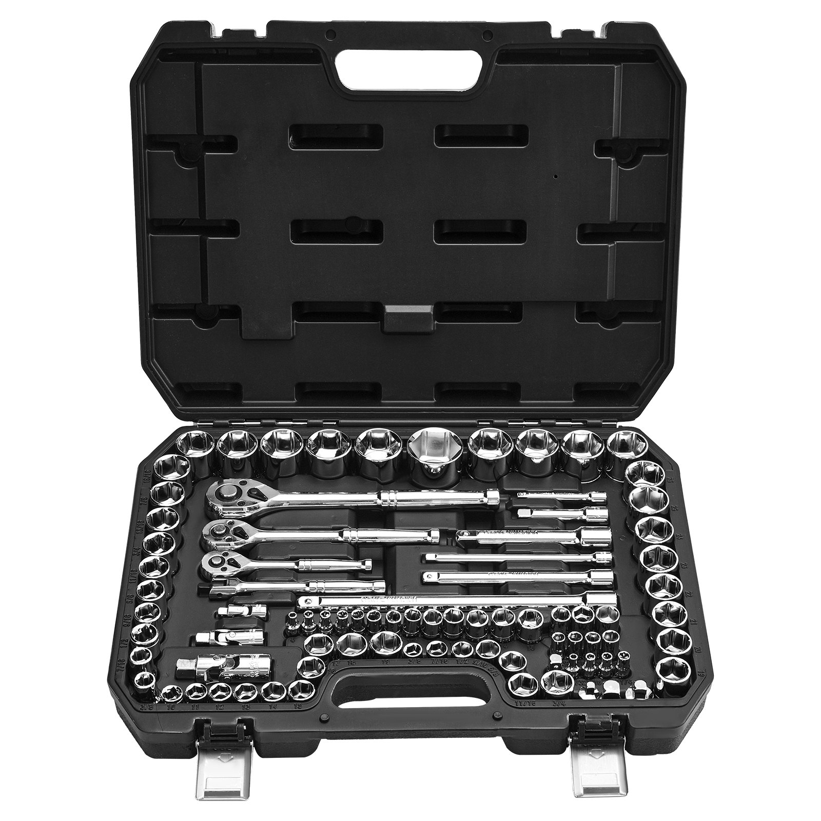 VEVOR Socket Set, 86 Pieces, 9.5 & 6.4 & 12.7 mm Drive Socket and Ratchet Set, SAE and Metric, Mechanic Tool Kit with Ratchet Wrench, Accessories and Storage Case, CR-V Alloy Steel, for Auto Repair