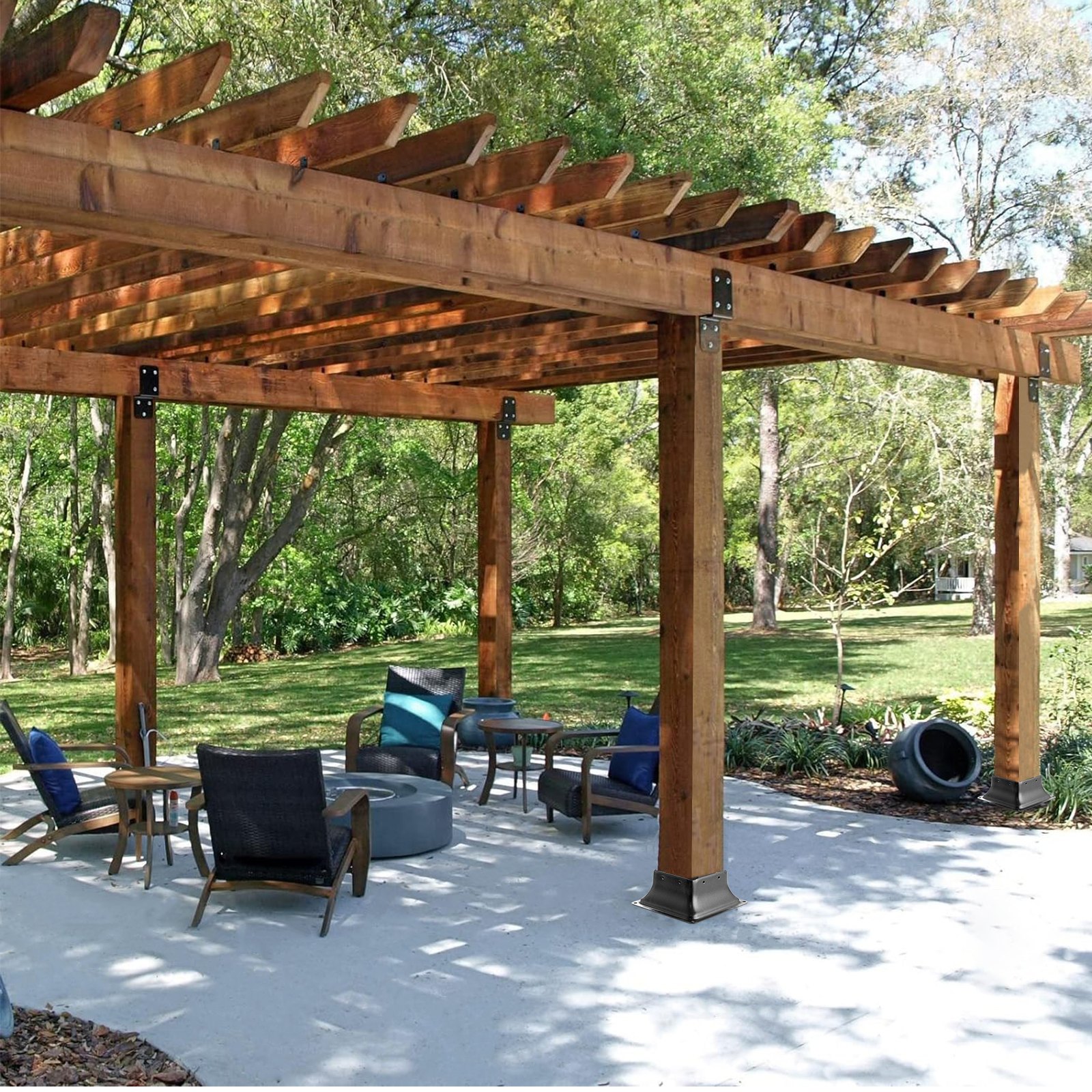 VEVOR Confezione da 10 Supporti per Pali in Legno 4''x4'' 102x102 mm, Base per Pali Interni 91,4x91,4 mm in Acciaio a Carbonio per Ancoraggio Pali in Legno Ringhiere, Corrimano di Terrazze, Portici