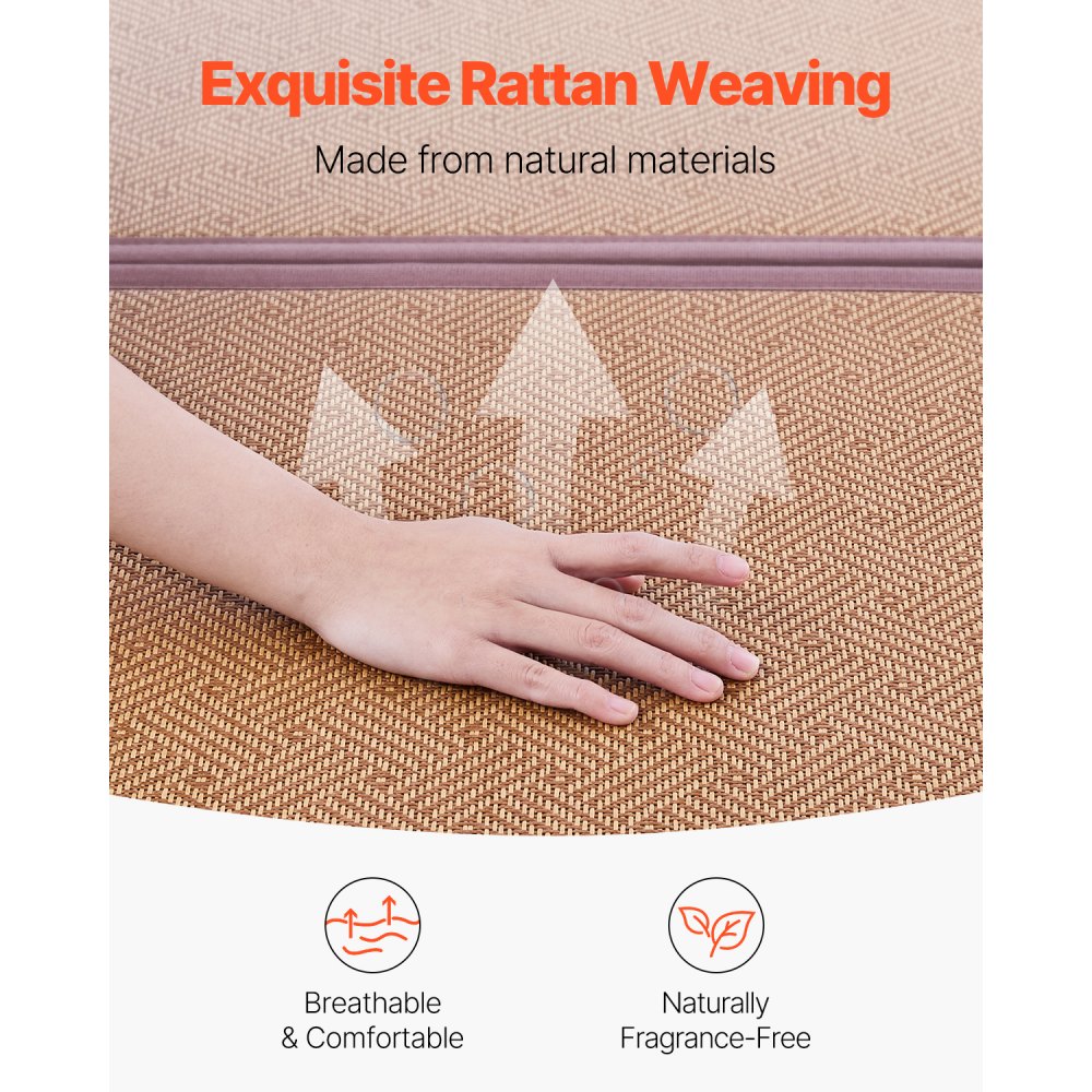 VEVOR Tappetino Tatami, Materasso Tatami Pieghevole in Rattan, Materasso da Pavimento con Retro Antiscivolo e Profumo Fresco, Materasso Futon per Dormire Rilassamento 2032 x 990 x 13 mm