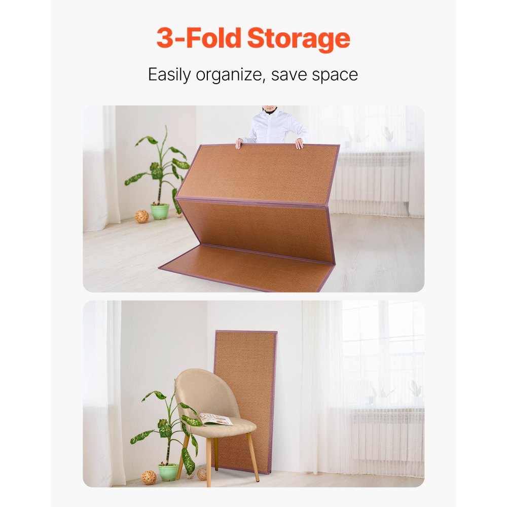 VEVOR Japanese Tatami Mat, Foldable Rattan Tatami Mattress (2032 x 1397 mm), Foldable Floor Mattress, Non-Slip Sleeping Mat for Sleeping, Meditation, Yoga, and Relaxation, Easy to Clean