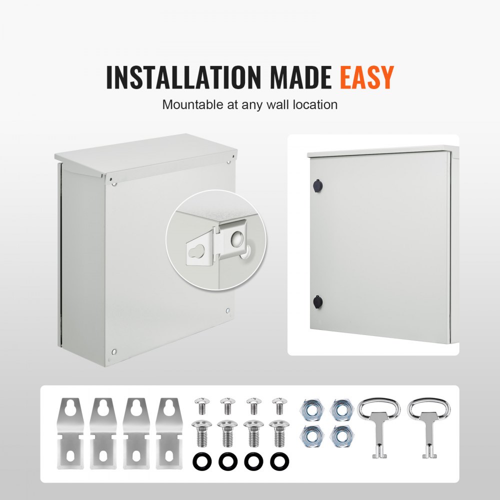 VEVOR Scatola Elettrica 600x600x200 mm Scatola di Protezione NEMA 4, Contenitore in Acciaio al Carbonio Laminato a Freddo Impermeabile IP66 da Esterno Interno per Garage Officina