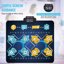 VEVOR Tappetino da Ballo Giocattolo, Tappetino da Ballo Elettronico con Bluetooth Wireless, Luci LED, 8 Modalità di Gioco, Volume Regolabile, Musica Integrata, Tappetino da Ballo per Bambini