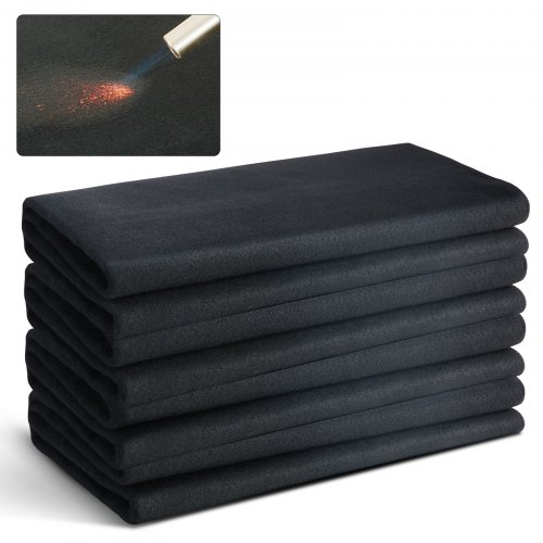 VEVOR Coperta per Saldatura in Feltro di Carbonio 4 Pezzi, Set Coperte Resistenti al Calore 982℃, Copertura per Saldatura 950 x 910 x 3mm con Isolamento Ignifugo Gommini Metallici