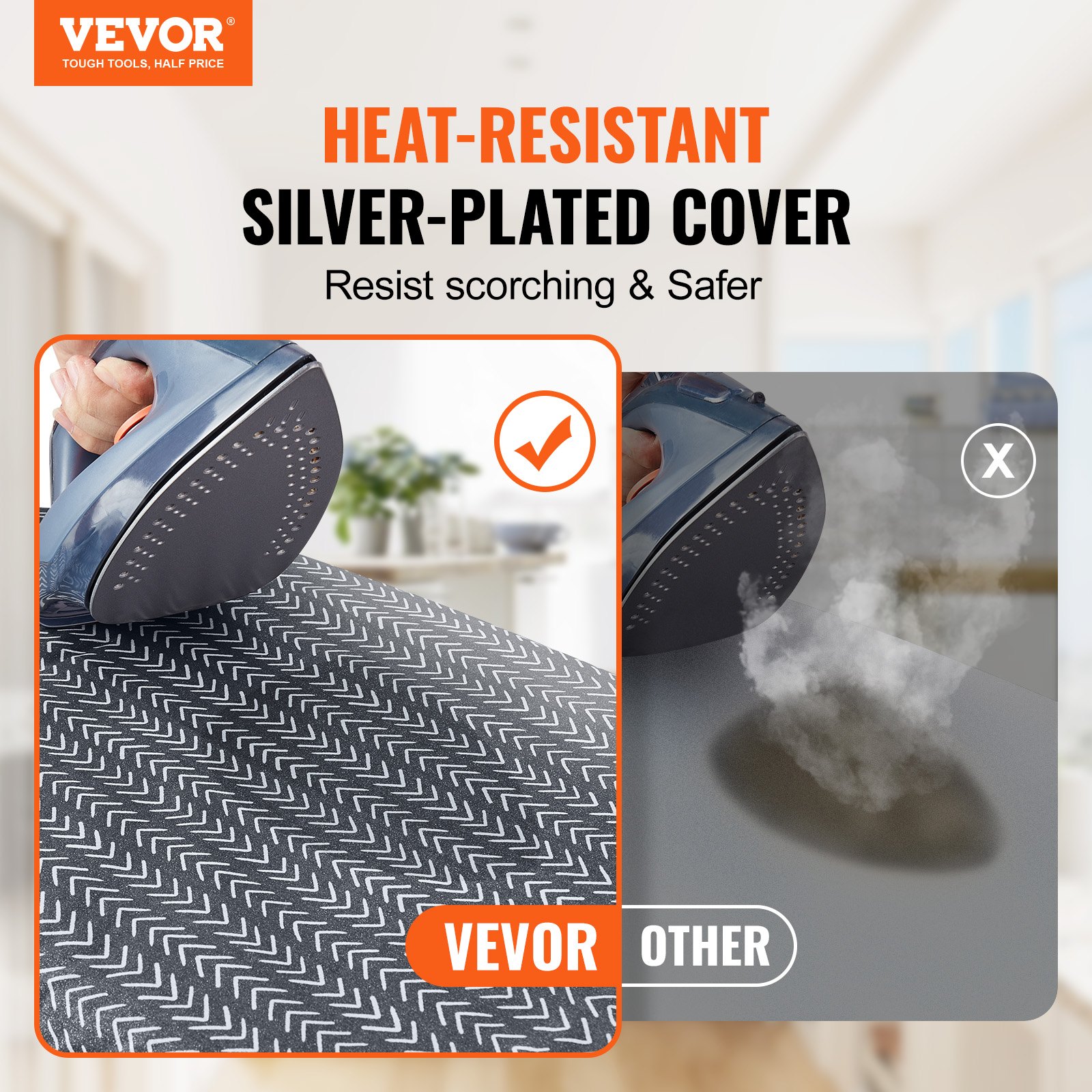 VEVOR Asse da Stiro Piccolo Pieghevole 595 x 365 x 187 mm Asse da Stiro a 3 Strati con Copertura Resistente al Calore Copertura in Cotone al 100%, Asse per Stirare Pieghevole Piccoli Spazi da Viaggio