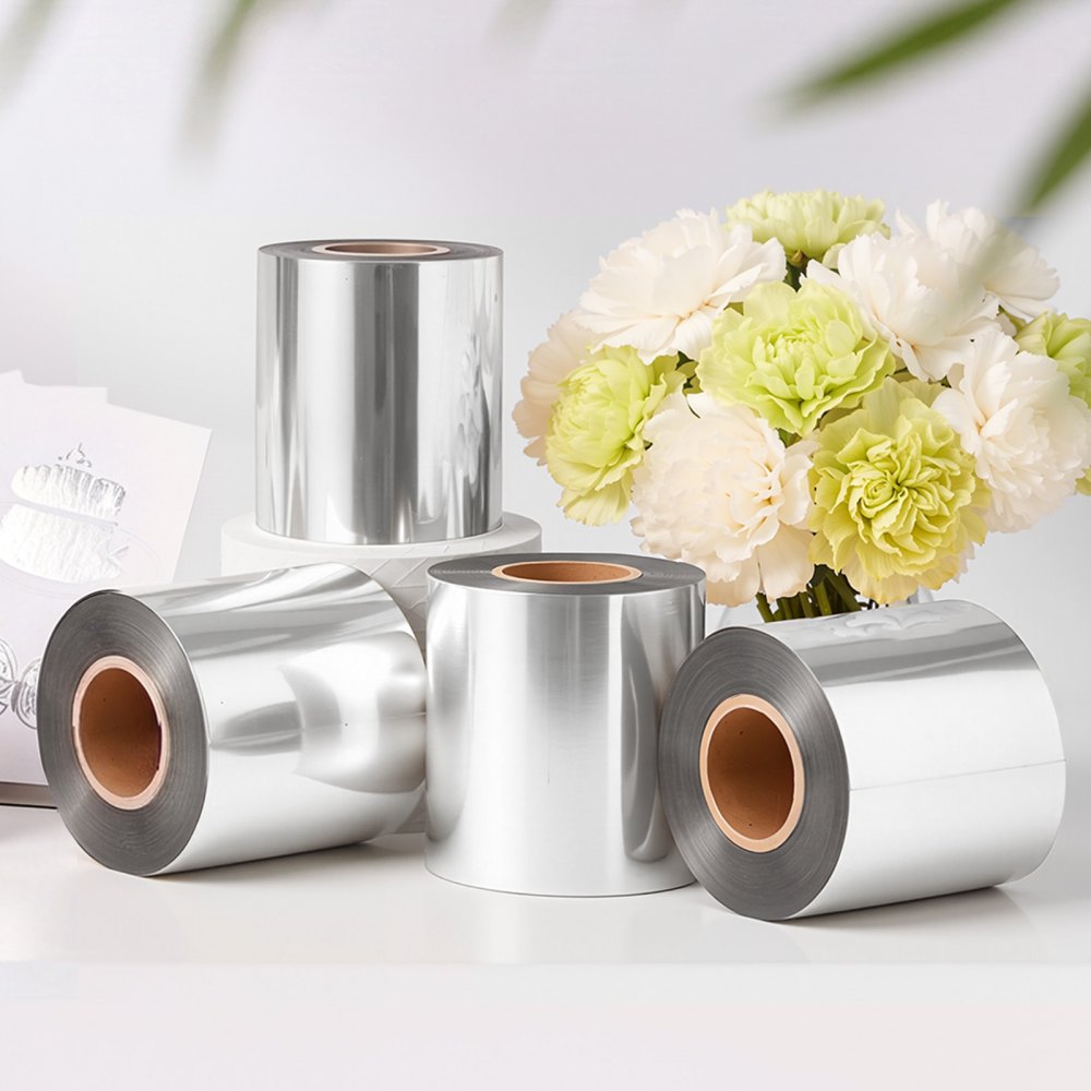 VEVOR Lamina per Stampa a Caldo Rotolo Lungo da 6 cm x 120 m Colore Argento, Compatibile con Macchina per Punzonatura e Goffratura VEVOR, Colore Intenso, Texture Fine, Adatta per Carta Legno Plastica