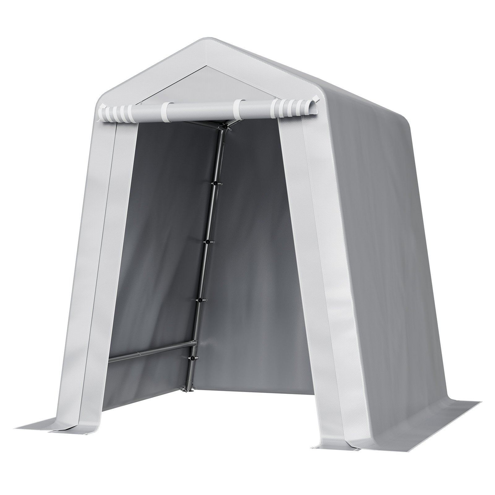 VEVOR Capannone da Esterno, Tenda da Deposito Portatile 183 x 183 x 214 cm, con Porta Avvolgibile e Prese d'Aria, Tettoia Impermeabile, Struttura Robusta, Posto Auto Coperto per Garage, Grigio