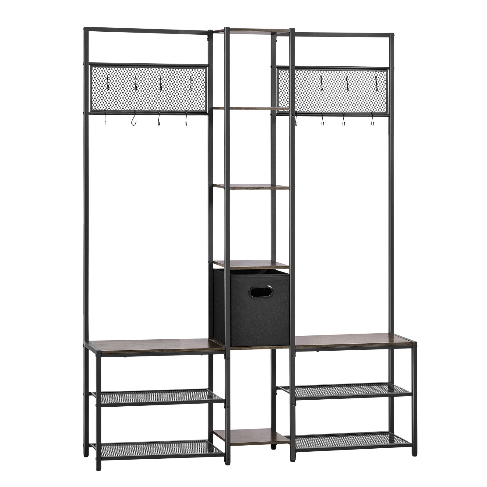 VEVOR Mobiletto da Ingresso Appendiabiti Angolari Ripiani Portaoggetti, Appendiabiti da Angolo Porta Vestiti Scarpe Cappelli Camera da Letto 840 x 840 x 1800 mm Attaccapanni Angolari Multifunzionale