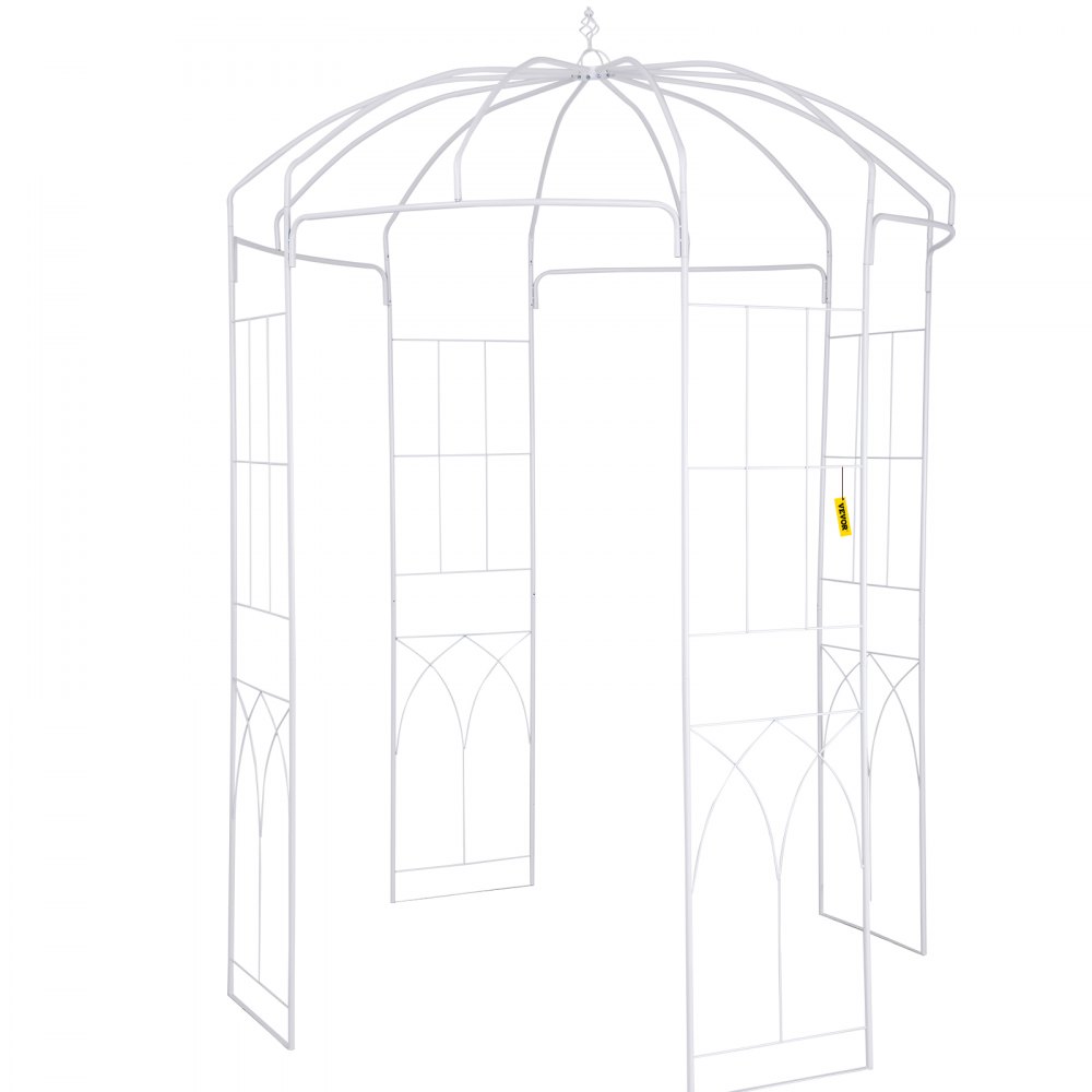 VEVOR Pergolato da Giardino a Forma di Gabbia per Uccelli, 9'' x 6,6'', Pergolato in Ferro Battuto Resistente, Arco Nuziale Traliccio per Rampicanti in Giardino Esterno, Prato, Cortile, Patio, Bianco