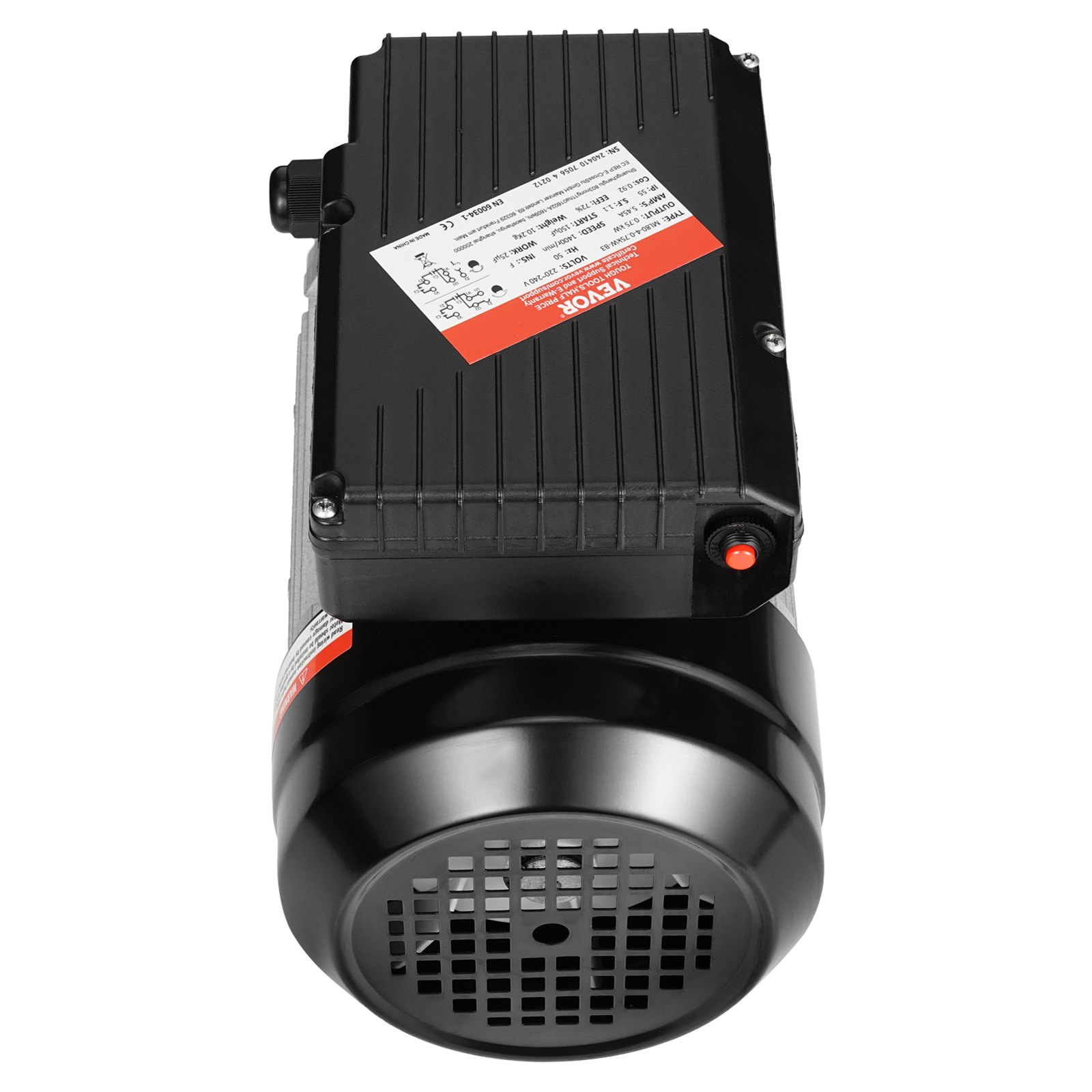 VEVOR 0.75 kW electric motor 1400 rpm, AC 220~240 V 5.45 A, 80, B3 frame, single-phase air compressor motor, 19 mm splined shaft, forward/reverse rotation for agricultural machinery and general equipment