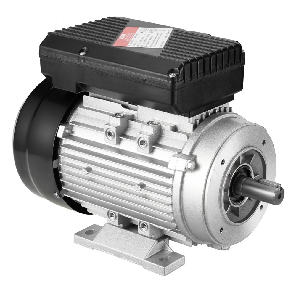 VEVOR 0.75 kW electric motor 1400 rpm, AC 220-240 V, 5.45 A, 80, B34 frame, single-phase air compressor motor, 19 mm splined shaft, forward/reverse rotation for agricultural machinery and general equipment
