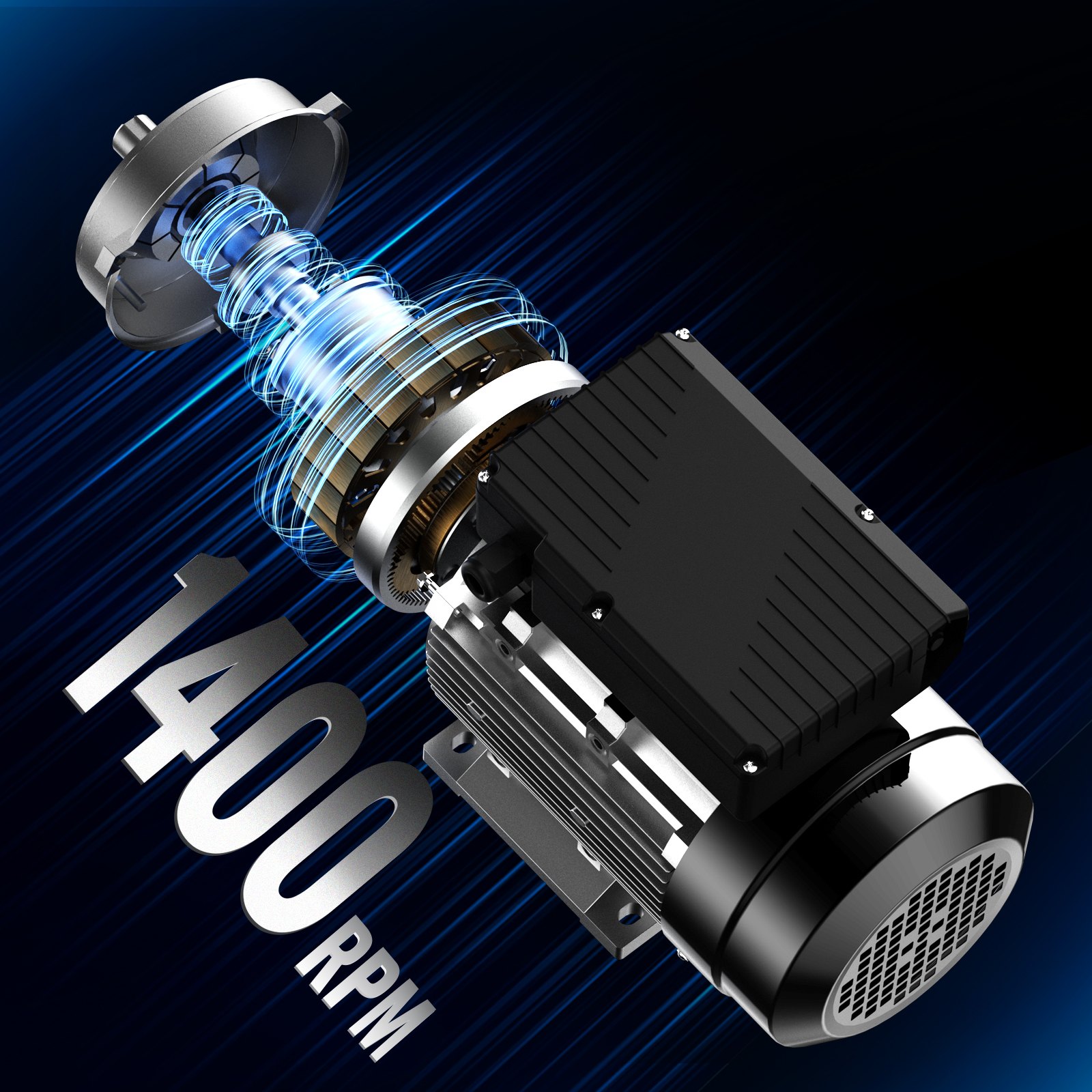 VEVOR 0.75 kW electric motor 1400 rpm, AC 220-240 V, 5.45 A, 80, B34 frame, single-phase air compressor motor, 19 mm splined shaft, forward/reverse rotation for agricultural machinery and general equipment