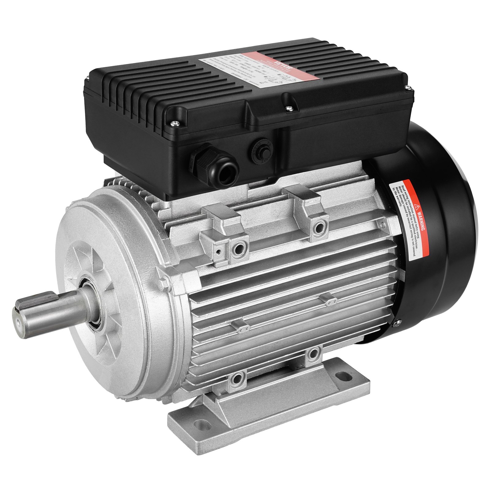 VEVOR 1.5 kW electric motor, 1400 rpm, AC 220~240 V 9.85 A, 90 l, B3 frame, single-phase air compressor motor, 24 mm splined shaft, forward/reverse rotation for agricultural machinery and general equipment