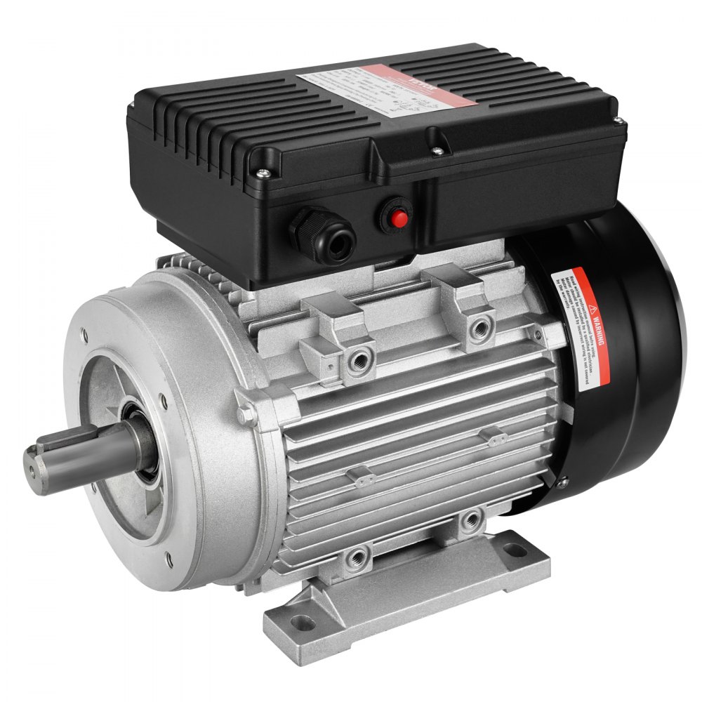 VEVOR 1.1 kW electric motor 1400 rpm, AC 220~240 V 7.5 A, 90S, B34 frame, single-phase air compressor motor, 24 mm splined shaft, forward/reverse rotation for agricultural machinery and general equipment