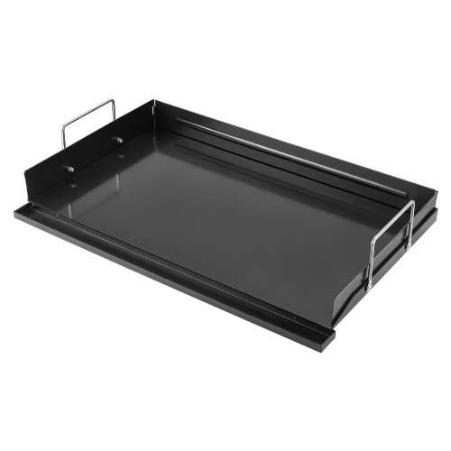 VEVOR Piastra da Griglia per BBQ in Acciaio al Carbonio con Alzatina Nero Area Cottura 630 x 365 mm, per Bistecca, Hamburger, Frutti di Mare, Uova, Antiaderente, Picnic, Festa all'Aperto, Campeggio