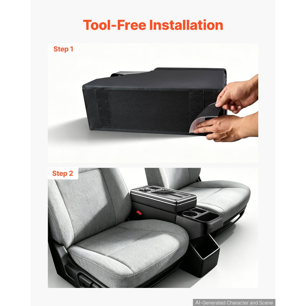 VEVOR Vano Organizer da Pavimento per Auto SUV tra Sedile Console Centrale Cassetta Porta Attrezzi Oggetti Portabicchiere Supporto per Telefono, Scomparti Multipli, Coperchio Scorrevole, Minivan