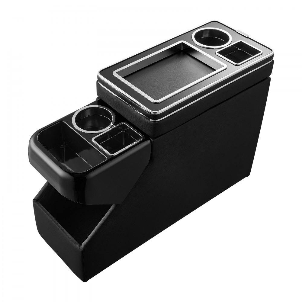 VEVOR Vano Organizer da Pavimento per Auto SUV tra Sedile Console Centrale Cassetta Porta Attrezzi Oggetti Portabicchiere Supporto per Telefono, Scomparti Multipli, Coperchio Scorrevole, Minivan