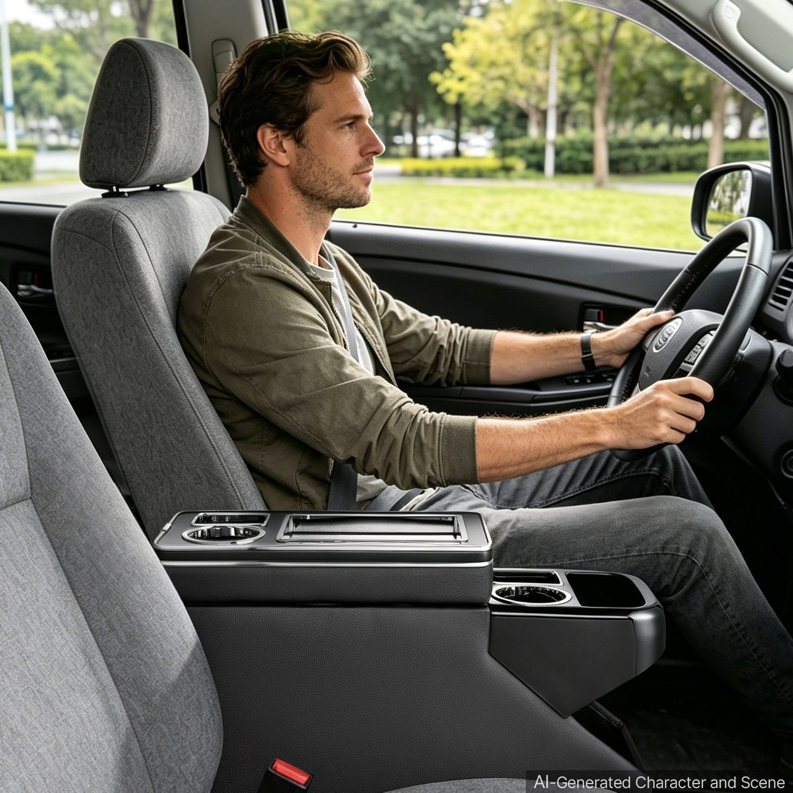 VEVOR Vano Organizer da Pavimento per Auto SUV tra Sedile Console Centrale Cassetta Porta Attrezzi Oggetti Portabicchiere Supporto per Telefono, Scomparti Multipli, Coperchio Scorrevole, Minivan