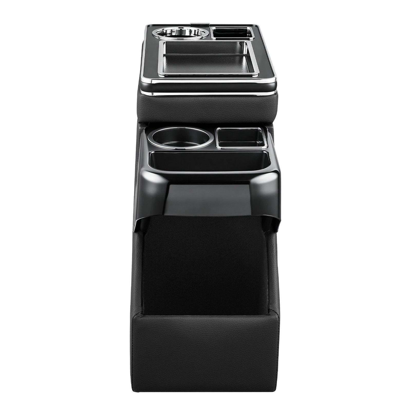 VEVOR Vano Organizer da Pavimento per Auto SUV tra Sedile Console Centrale Cassetta Porta Attrezzi Oggetti Portabicchiere Supporto per Telefono, Scomparti Multipli, Coperchio Scorrevole, Minivan