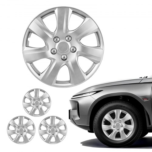 VEVOR Set di Copricerchi per Auto 4 pezzi, Copriruota per Cerchi R16 Ricambio Originale Compatibile con Hyundai, Chevrolet, Ford e Honda, Set Copertura per Cerchi Auto 7 Raggi, Protezione Manutenzione