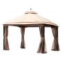 VEVOR Gazebo da Patio per 10-12 Persone, Gazebo da Cortile 10 x 13 Piedi, con zanzariera, Poliestere 180G Rivestito in PU, Tettoia da Esterno per Patio, Cortile, Prato, Giardino, Terrazza