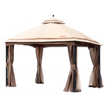 VEVOR Gazebo da Patio per 10-12 Persone, Gazebo da Cortile 10 x 13 Piedi, con zanzariera, Poliestere 180G Rivestito in PU, Tettoia da Esterno per Patio, Cortile, Prato, Giardino, Terrazza