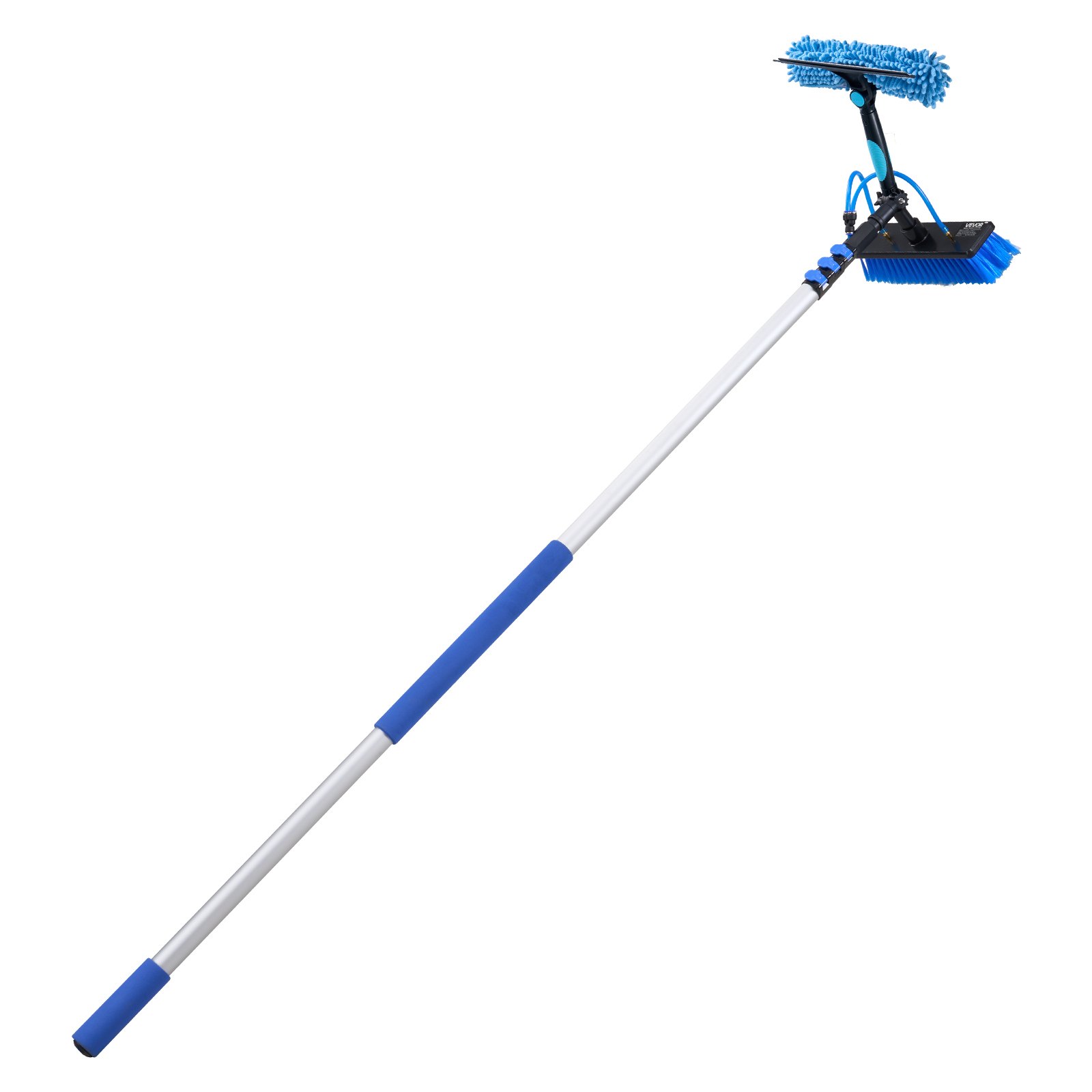 VEVOR Kit di Pulizia per Pannelli Fotovoltaici, 6,06 m, Spazzola con Asta Telescopica per Lavaggio Pannelli Solari su Tetti e Finestre, con Attacco Acqua, Dispenser di Sapone, Testina Girevole a 180°