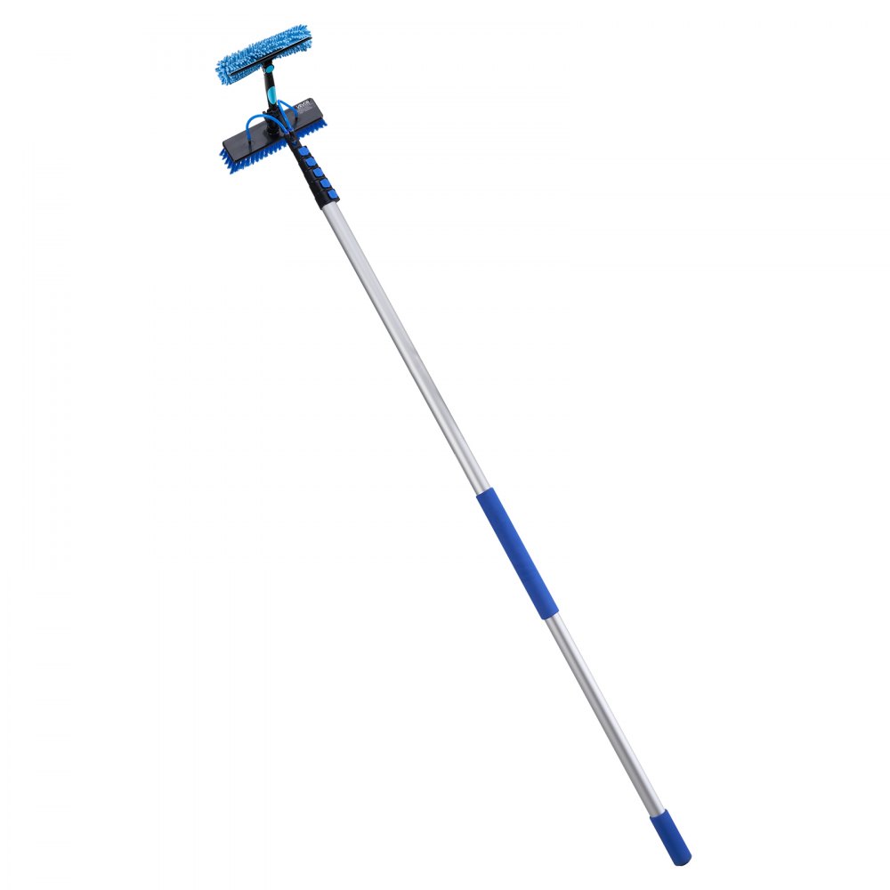VEVOR Kit di Pulizia per Pannelli Fotovoltaici, 10 m, Spazzola con Asta Telescopica per Lavaggio di Pannelli Solari su Tetti e Finestre, con Attacco Acqua, Dispenser di Sapone, Testa Girevole a 180°