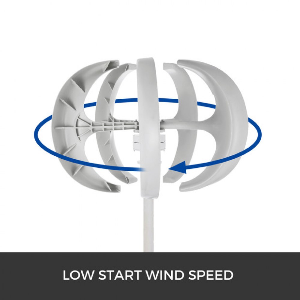 300 W Generatore Turbina Eolico Solare 5 Pale 12 V Dc Regolatore Bianco