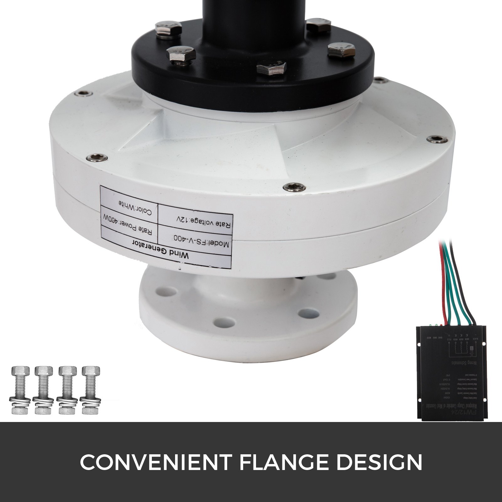 300 W Generatore Turbina Eolico Solare 5 Pale 12 V Dc Regolatore Bianco