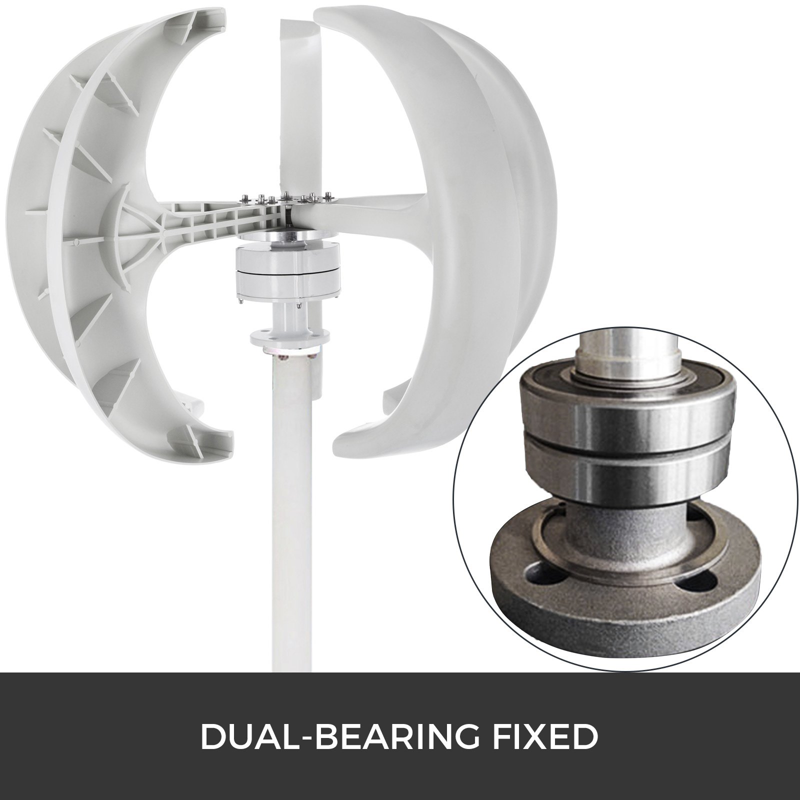 300 W Generatore Turbina Eolico Solare 5 Pale 12 V Dc Regolatore Bianco