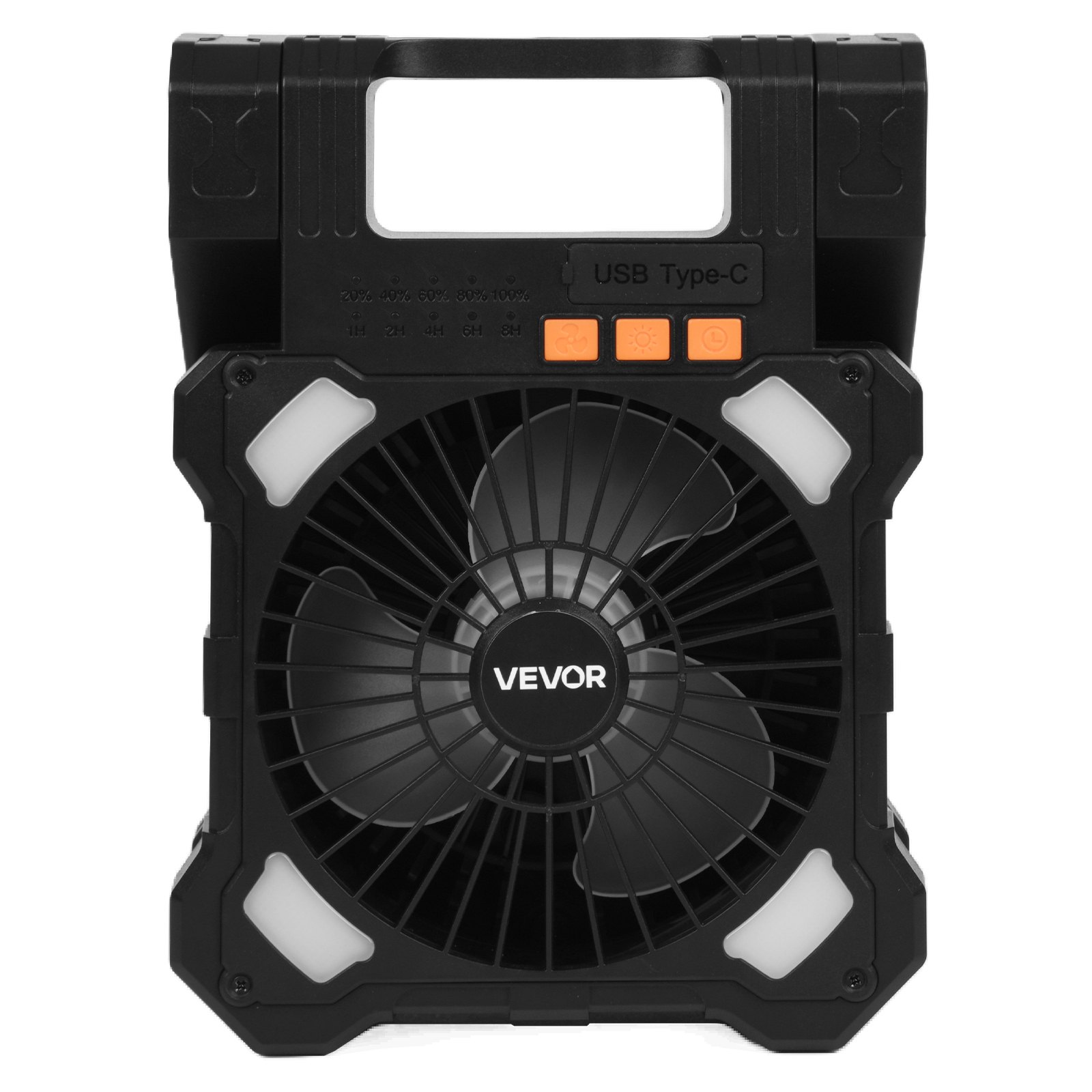 VEVOR Ventilatore Solare Ricaricabile 20000 mAh con Lanterna a LED, Ventilatore Portatile Senza Fili da 20 cm con Pannello Solare Pieghevole da 7 W 5 Velocità, Alimentato a Batteria USB per Campeggio