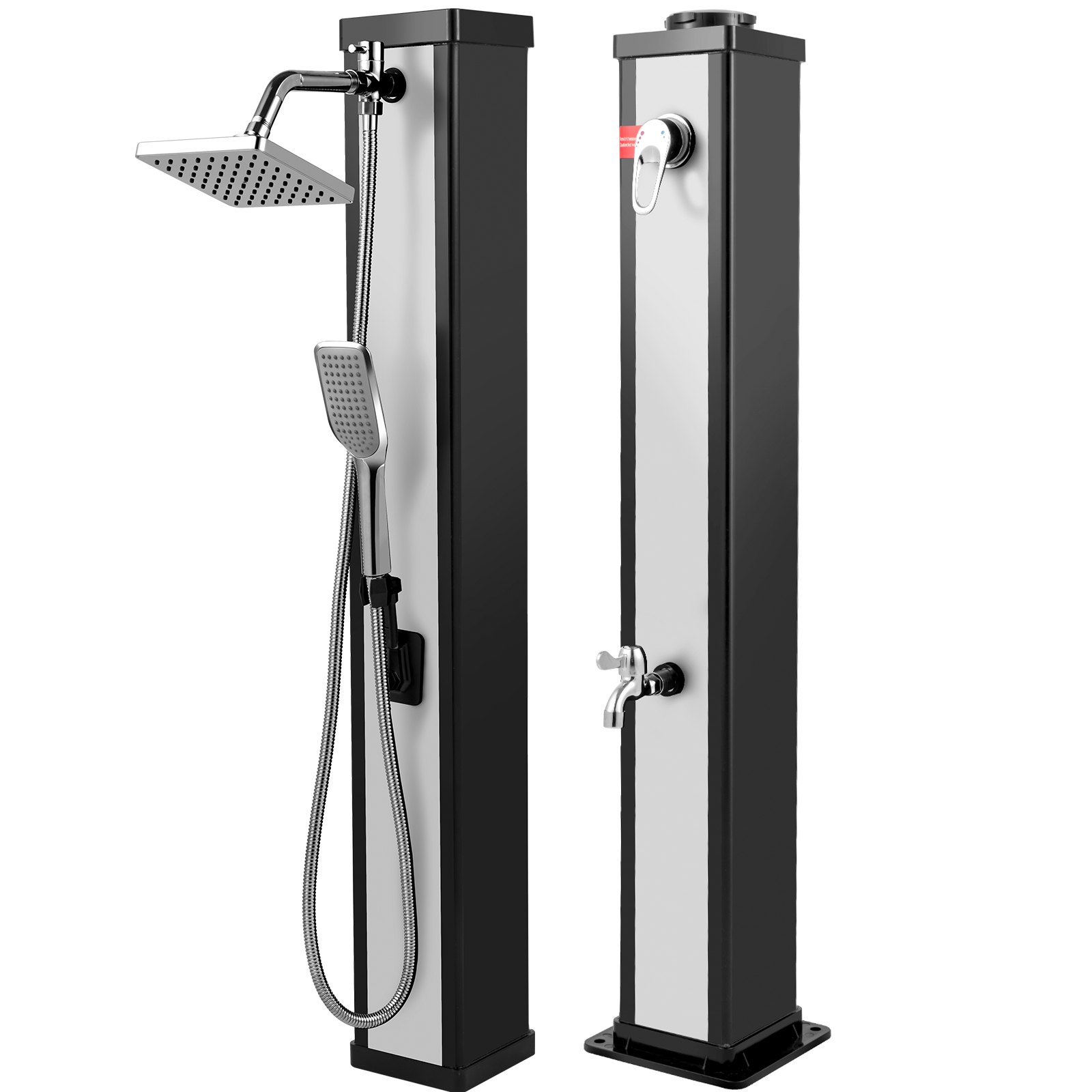 VEVOR Doccia Riscaldata a Energia Solare Materiale in PVC ABS Cromato Colore d'Argento, Doccia Solare capacità 40 Litri, 2 Colonna di Doccia per Giardino, Cortile, Spiaggia, Spa a Bordo Piscina, ECC.