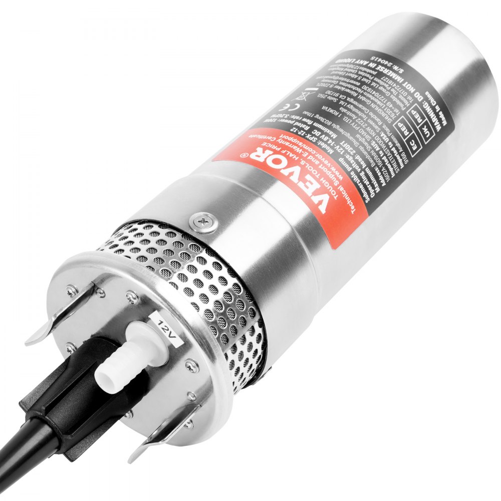 VEVOR Pompa Acqua Solare, Pompa Sommergibile Pozzi Profondi da 120 W, 12 V CC, 3,2 GPM, Sollevamento 70 m, Immersione Massima 30 m, Pompa Acqua Energia Solare Pozzi, Fattorie, Ranch, Irrigazione