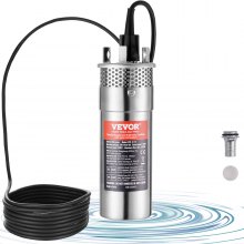 VEVOR Pompa Acqua Solare, Pompa Sommergibile Pozzi Profondi da 120 W, 12 V CC, 3,2 GPM, Sollevamento 70 m, Immersione Massima 30 m, Pompa Acqua Energia Solare Pozzi, Fattorie, Ranch, Irrigazione