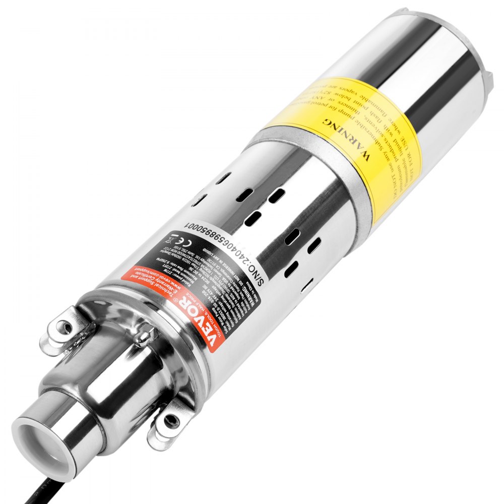 VEVOR Pompa Sommergibile Solare 277 W Pompa Sommergibile per Pozzi Profondi 24 V CC Portata 2,1 m³/h Prevalenza Massima 83 m Immersione Massima 20 m Irrigazione di Pascolo, Abbeveraggio del Bestiame