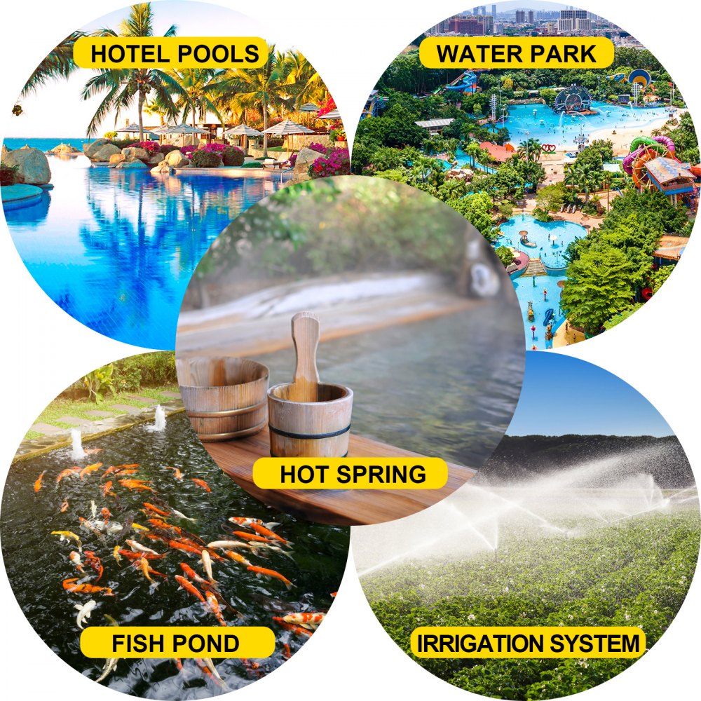 VEVOR Pompa Solare per Piscina Motore da 500 W 75 GPM, Prevalenza max. 14,9m 48V Controller MPPT Cavo di Sicurezza 3 m, Adatta per Parchi Acquatici Sotterranei Piscine