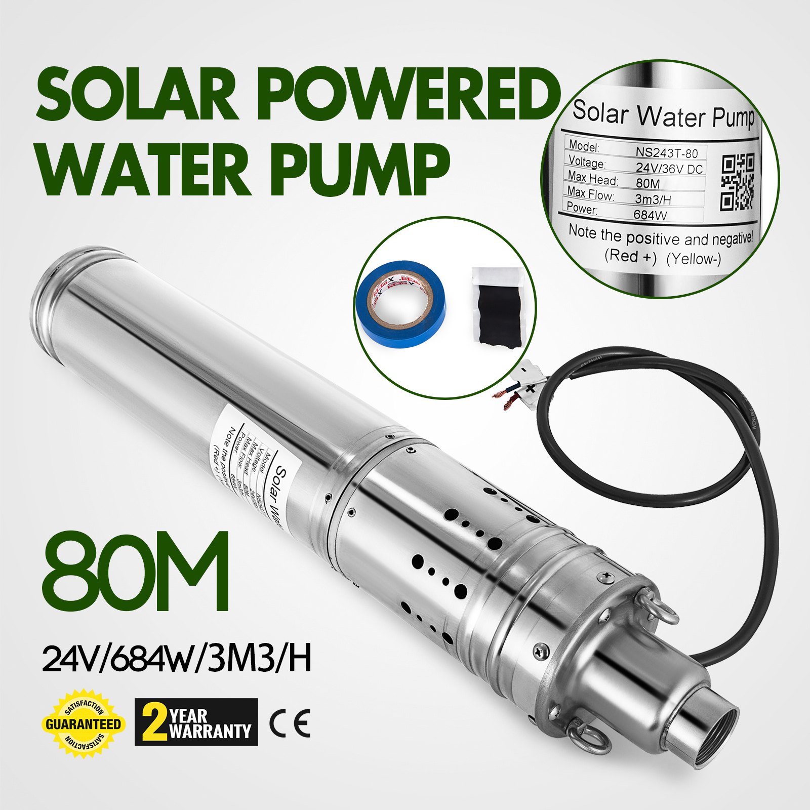 Pompa Acqua Energia Solare Dc 24v 32 Mm Outlet Decorazione 684w