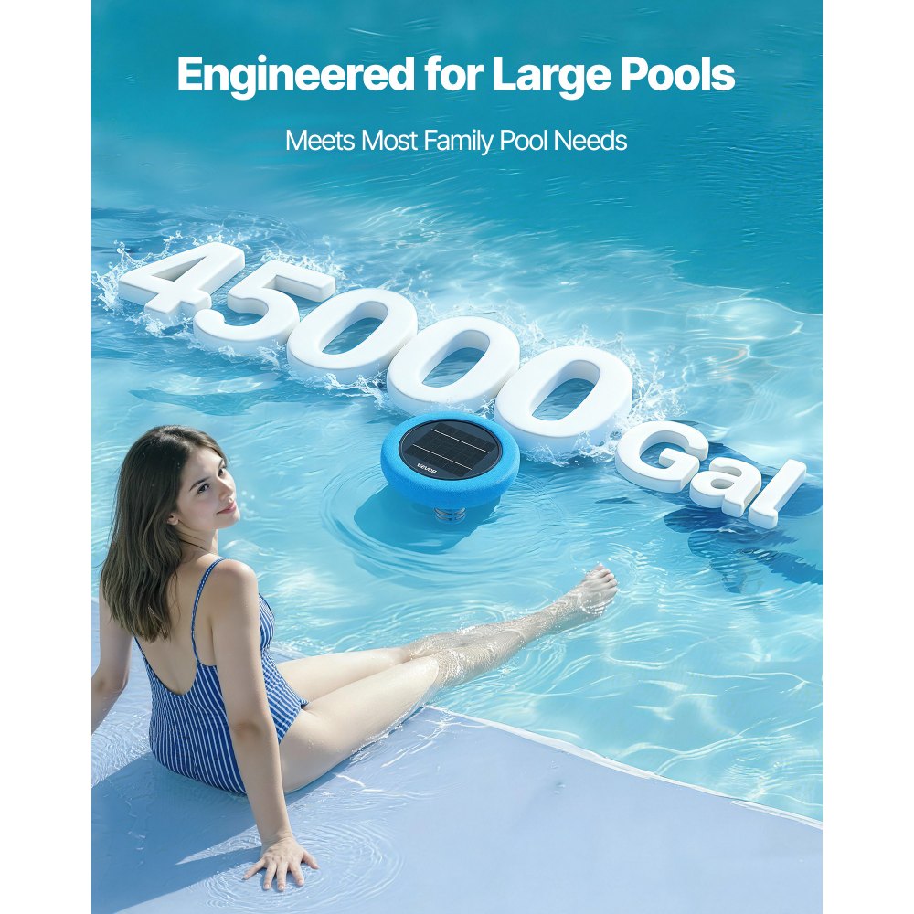 VEVOR Ionizzatore Solare per Piscina Purificatore per Acqua Piscina Purificatore agli Ioni di Rame max. 170343 L, Ionizzatore ad Energia Solare Galleggiante per Piscina Vasca Idromassaggio, Rotondo