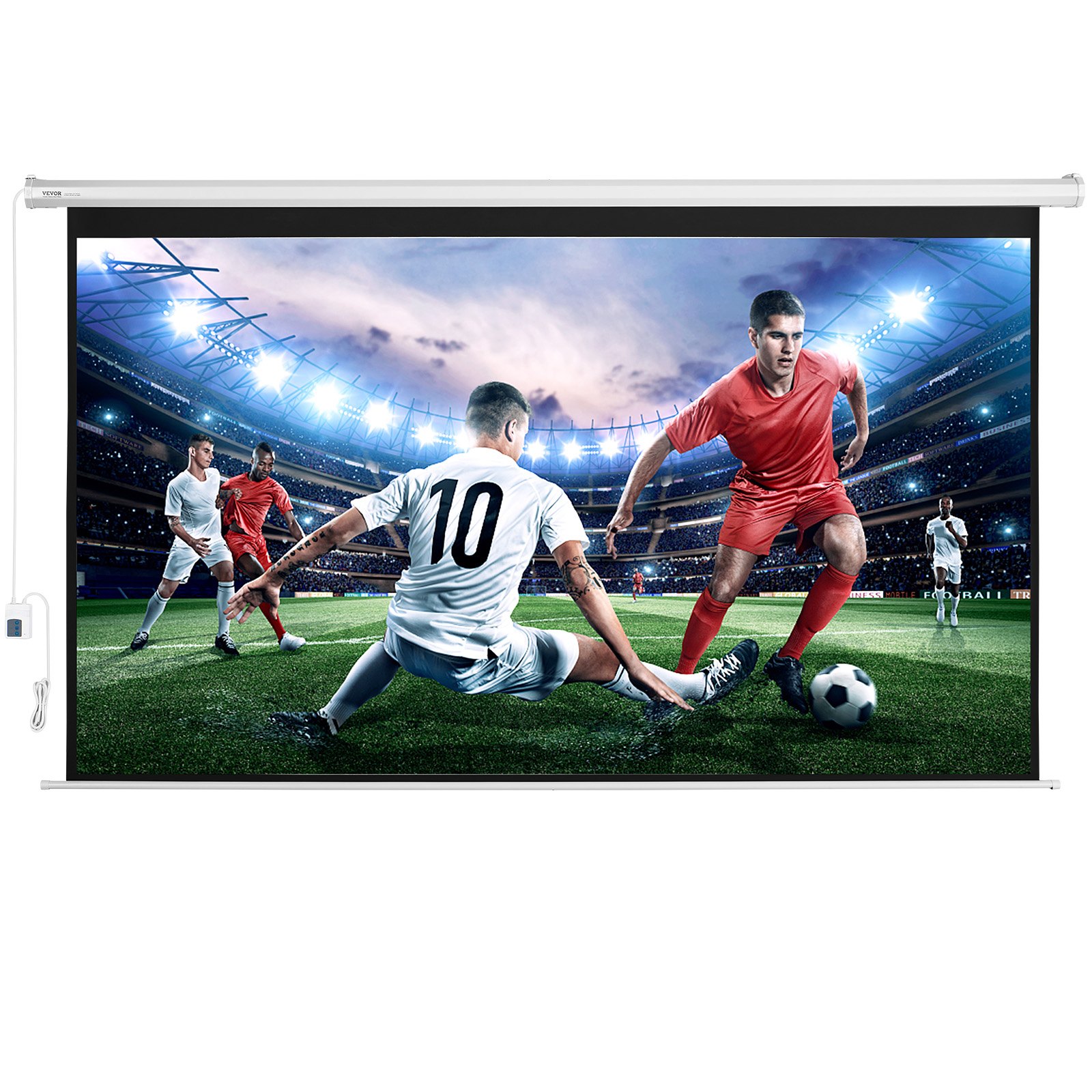 VEVOR Schermo di Proiezione Motorizzato 120 pollici 16:9 HD 4K 1080, Tela di Proiezione Antirughe con Telecomando Ampio Angolo di Visione Montaggio a Parete per Videoproiettori Home Theater Interno