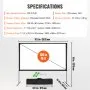 VEVOR Schermo di Proiezione Avvolgibile Manuale 120 Pollici 16:9 HD 4K Proiettore Antirughe Tela Ampio Supporto Schermo Immagine Dettagliata per Home Theater Festa, Telo per Proiettore con Supporto