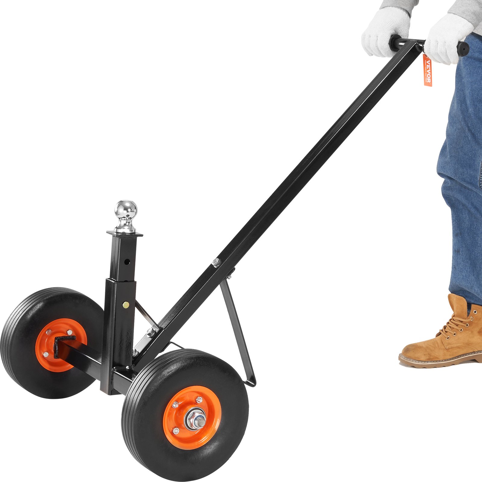 VEVOR Carrello per Rimorchio Manuale Capacità Carico Max. 272 kg Ruote in Gomma Diametro 25,4cm per Rimorchio di Barche Veicolo, Carrello Rimorchio in Acciaio al Carbonio Altezza Regolabile 41 - 61cm