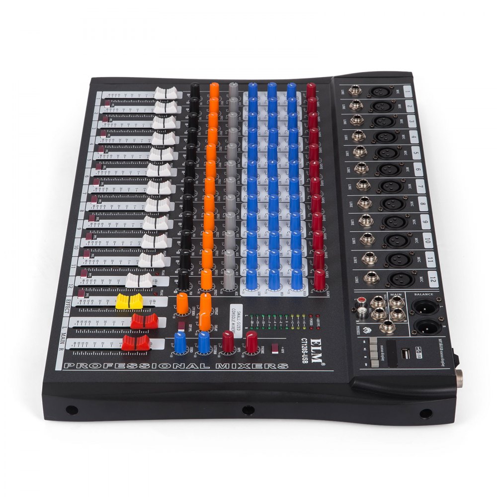 12 Channels Mic/line Audio Mixer Mixing Console Ultra Compact Led Display Gain