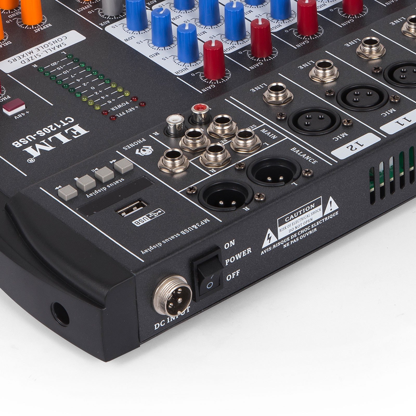 12 Channels Mic/line Audio Mixer Mixing Console Ultra Compact Led Display Gain