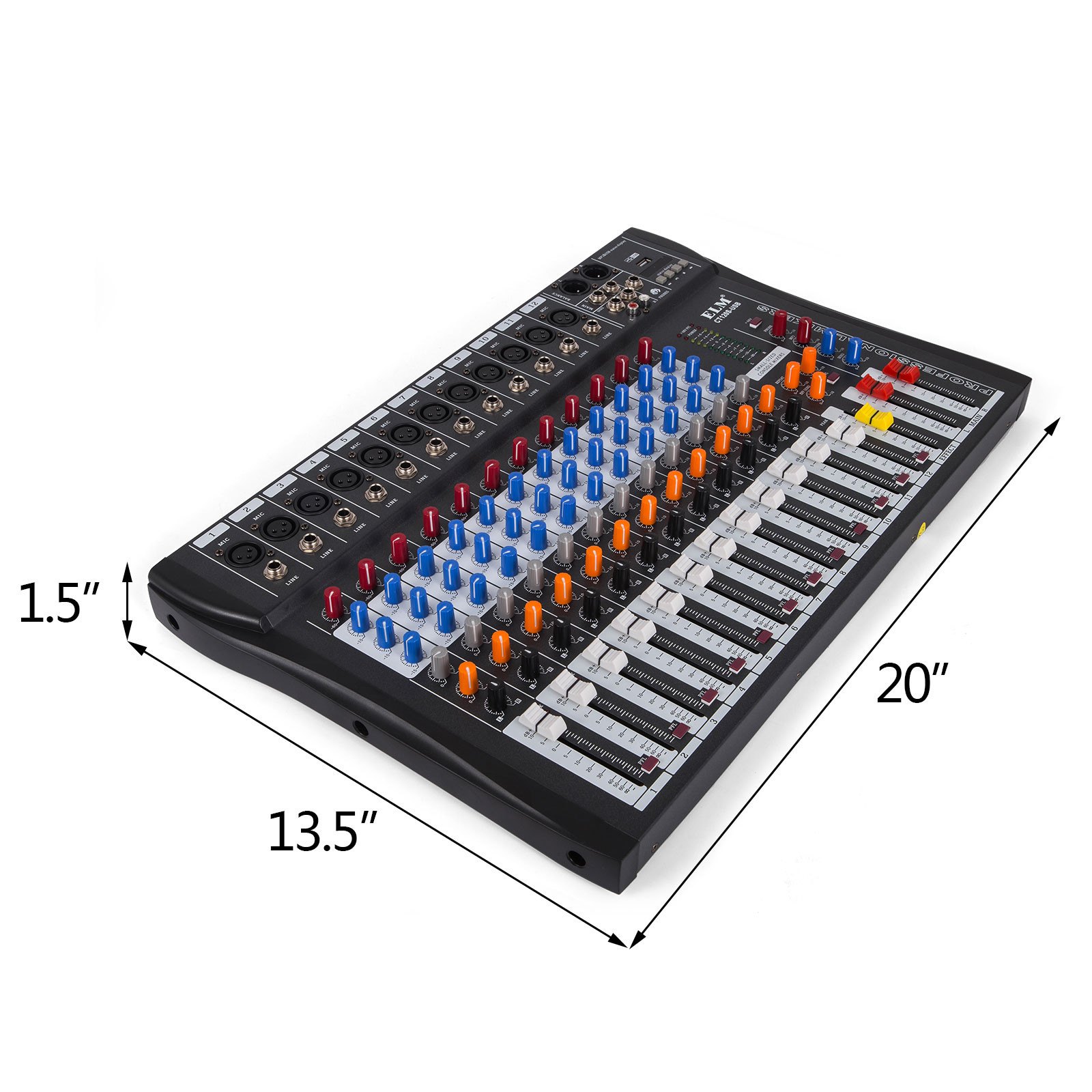 12 Channels Mic/line Audio Mixer Mixing Console Ultra Compact Led Display Gain
