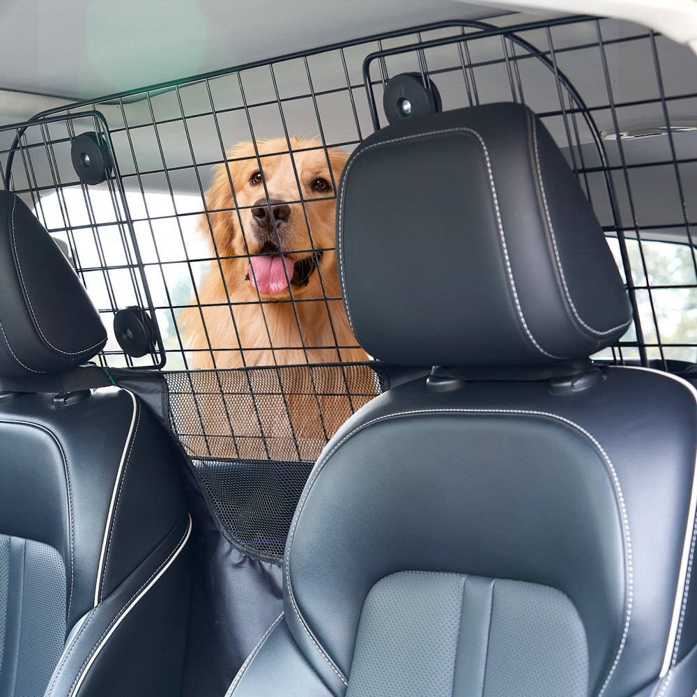 VEVOR Dog Car Barrier Adjustable Divider Dog Guard (900 x 416 mm) Car Safety Barrier for Mounting on Front Seats, Wire Mesh Pet Barrier, Suitable for SUVs and Trucks