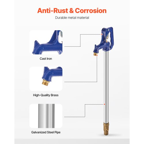 Idrante Da Giardino Antigelo 3/4': Rubinetto Per Esterni Con Valvola In Ottone, Profondità Interro 61 Cm, Irrigazione Fattoria
