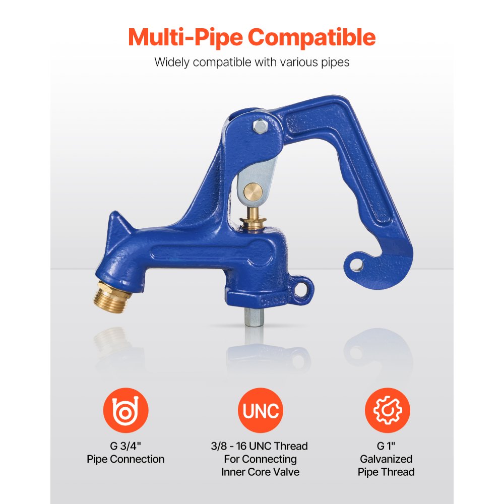 VEVOR outdoor tap, frost-proof yard hydrant, complete head assembly, with G 1 inch pipe thread & G 3/4 inch hose connection for yard/garden irrigation (pipe not included)