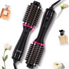 VEVOR Spazzola per Asciugacapelli Ionico, Styler Volumizzatore con Titanio Elettroplaccato, Rivestimento in Ceramica 65 mm, Canna Ovale, Spazzola per Styling ad Aria Calda 3 Temperature per Capelli